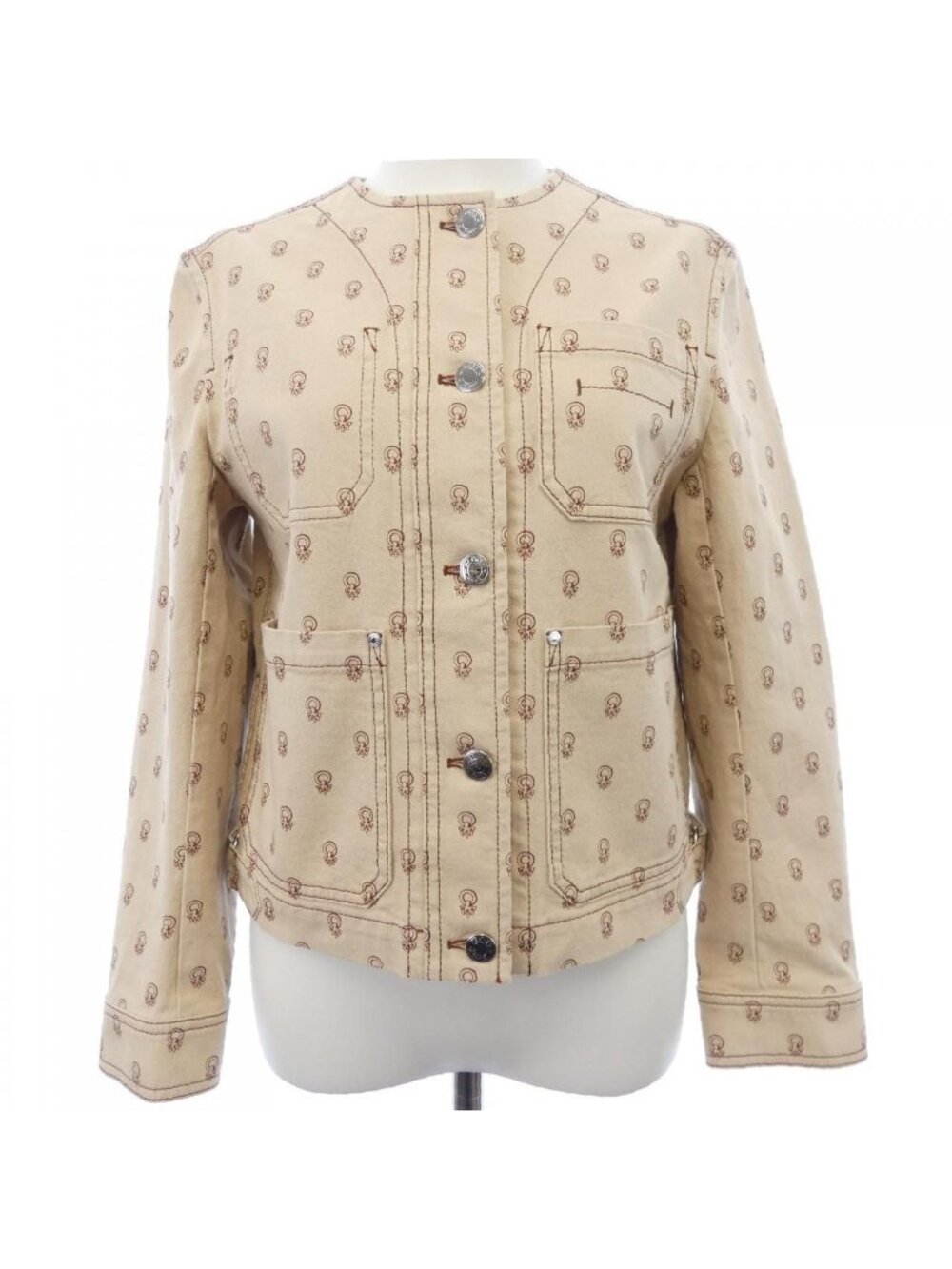 Hermes Sellier Buttons Collarless Jacket
